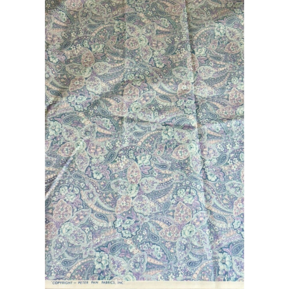 Vintage Peter Pan Fabrics Floral Paisley Cotton Fabric 60"L x 45"W 1 2/3 Yards